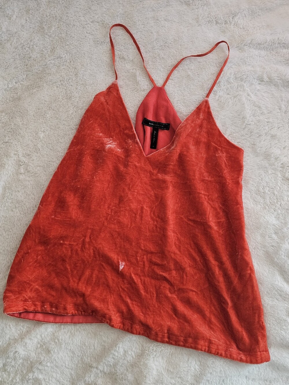 🧡 BCBG Max Azria Silk/Rayon Velvet Cami, Size Small